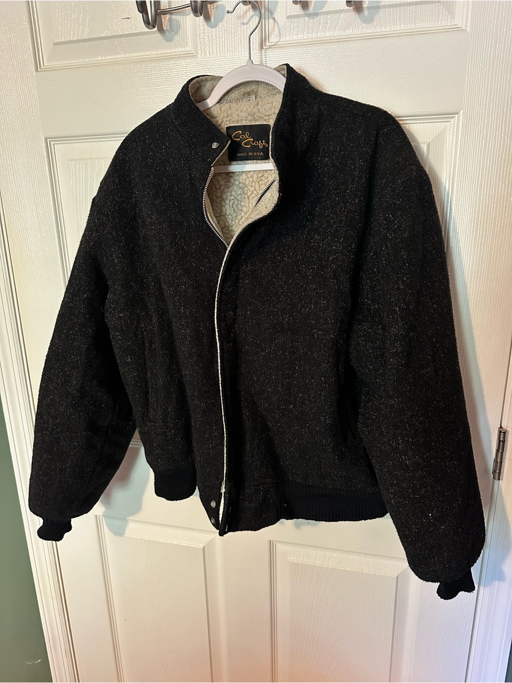 Cal Craft Black Sherpa-Lined Bomber Jacket